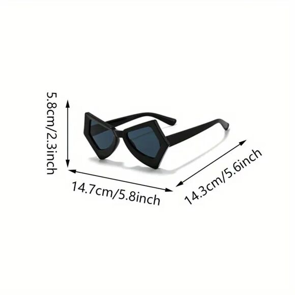 BLACK RETRO BUTTERFLY CAT EYE FASHION SUNGLASSES - Picture 2 of 3